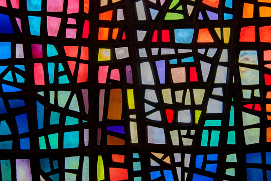 Image of a multicolored stained glass window