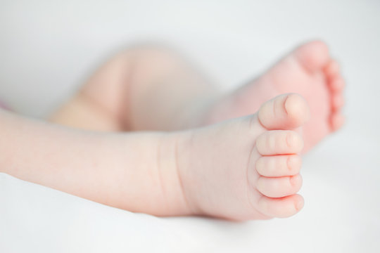 Closeup of a newborn baby feet
