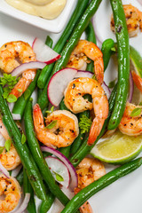 Green Bean Salad with Shrimp. Selective focus.