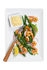 Green Bean Salad with Shrimp. Selective focus.