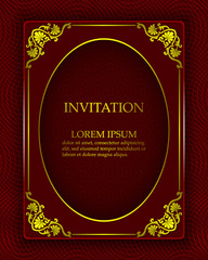 Vector vintage background in a luxurious royal style with oriental gold ornaments. Template to create invitations, greeting cards, covers.
