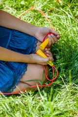 girl with skipping rope