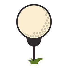 flat design golf tee and ball icon vector illustration