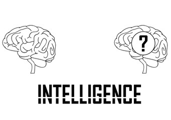 Simplified two human brain line icons