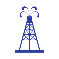 Stylized icon of the oil rig with fountains spurting up oil with