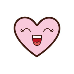 kawaii happy heart face cartoon expression icon. Isolated and flat illustration. Vector graphic