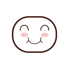 kawaii happy oval face cartoon expression icon. Isolated and flat illustration. Vector graphic