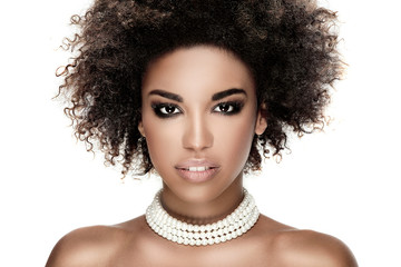 Beauty portrait of smiling girl with afro.