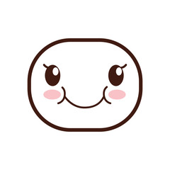 kawaii happy oval face cartoon expression icon. Isolated and flat illustration. Vector graphic