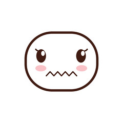 kawaii cry oval face cartoon expression icon. Isolated and flat illustration. Vector graphic