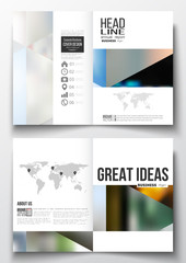 Set of business templates for brochure, magazine, flyer, booklet or annual report. Abstract colorful polygonal background, natural landscapes, geometric, triangular style vector illustration