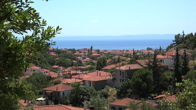 Red  tile roofs of Nikiti village. Chalcidice, Greece