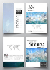 Set of business templates for brochure, magazine, flyer, booklet or annual report. Abstract blue polygonal background, colorful backdrop, modern stylish vector texture