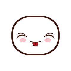 kawaii happy oval face cartoon expression icon. Isolated and flat illustration. Vector graphic