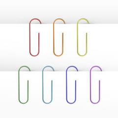 Set of Colored Paper Clips Isolated on White Background