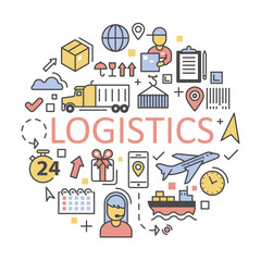 Fototapeta na wymiar Shipping and Logistics Icons Set Delivery Service. Vector illustration