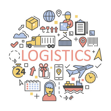 Shipping and Logistics Icons Set Delivery Service. Vector illustration