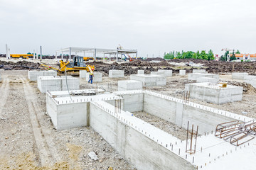 New building foundation construction