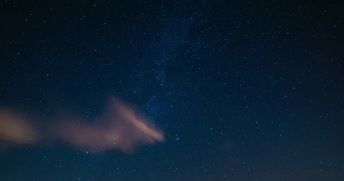Perseid meteor shower and night sky full of stars in time lapse