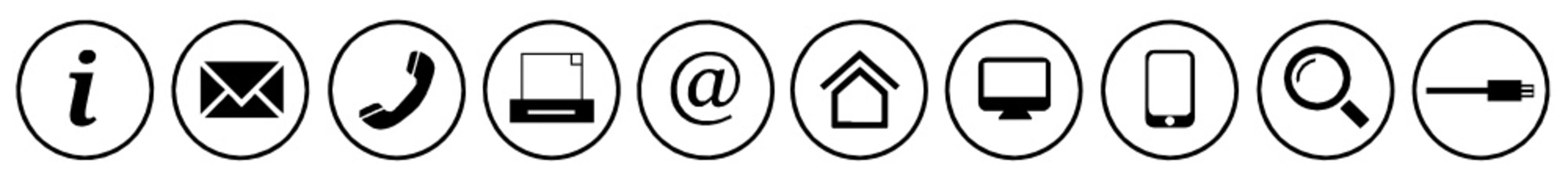 kontakt icons symbol buttons schwarz