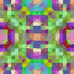 Kaleidoscopic low poly triangle style vector mosaic background