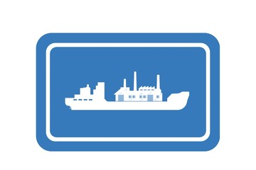 Obraz premium Délocalisation d'une usine par bateau dans un panneau