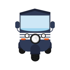 flat design blue rickshaw or tuk tuk icon vector illustration