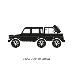 Silhouette of the cross-country vehicle on a white background. A