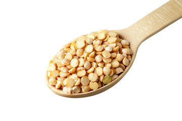 Peas in a wooden spoon