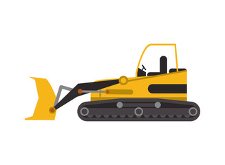 flat design industrial backhoe icon vector illustration