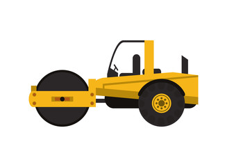 flat design industrial steamroller icon vector illustration