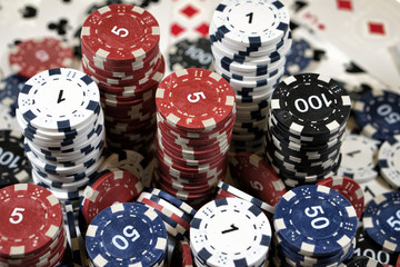 The place a poker player: cards and chips