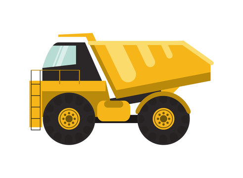 flat design dump truck icon vector illustration