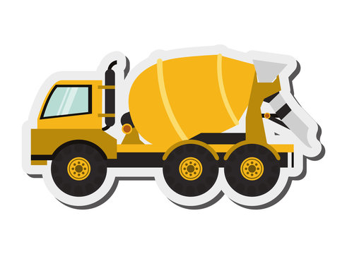 flat design cement mixer truck icon vector illustration