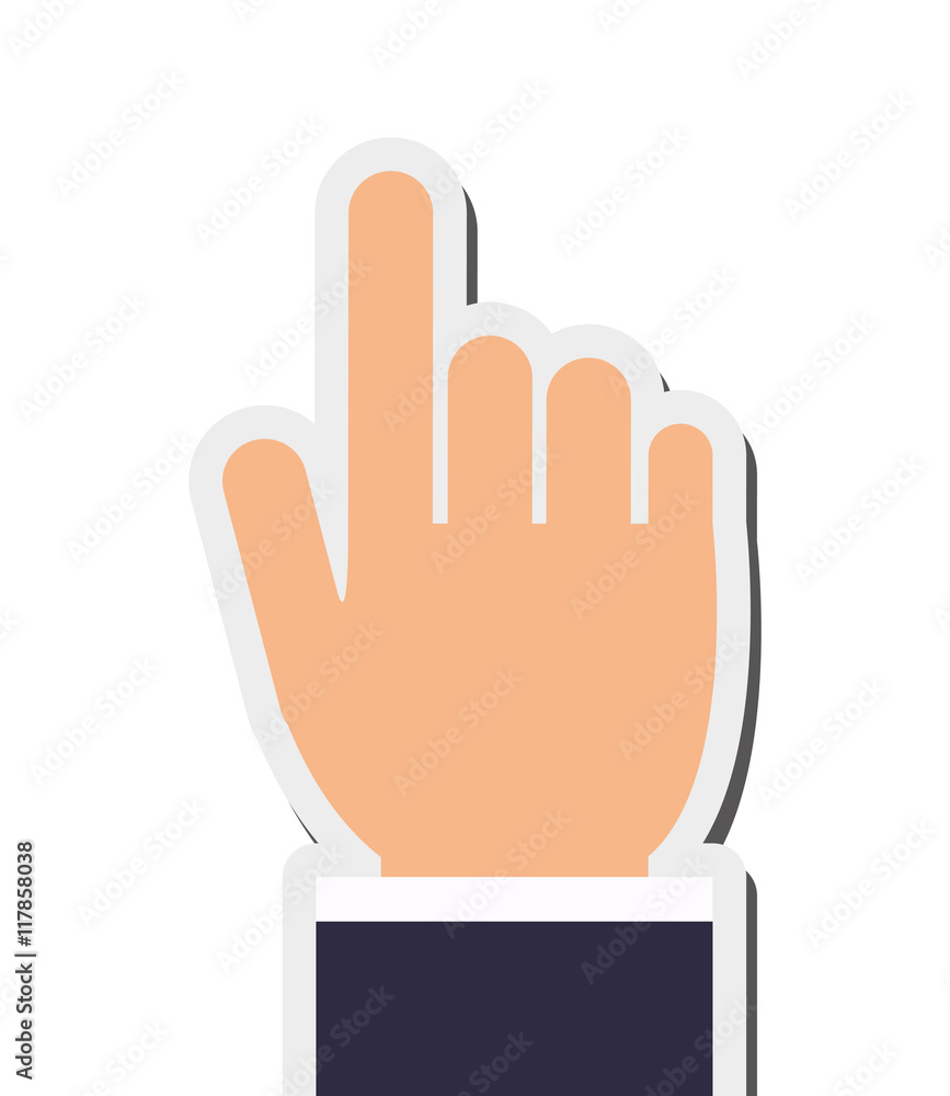 Poster flat design hand with extended index finger icon vector illustration