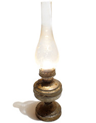 antique kerosene lamp with a glass bulb