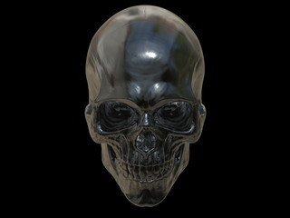 Black metal skull - front top view - 3D Illustration
