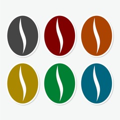 Colorful coffee bean icon set