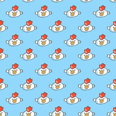 Decorative seamless pattern with funny cocks