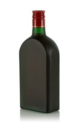 glass frosted bottle with alcohol