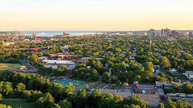 Time-lapse of New Haven, CT from atop East Rock Park with a view of downtown on the right and Long Island Sound on the left