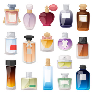 Perfume bottle vector set.