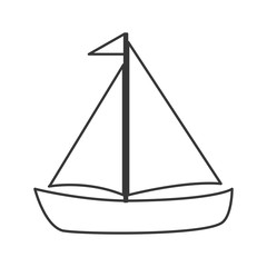 flat design sail boat icon vector illustration