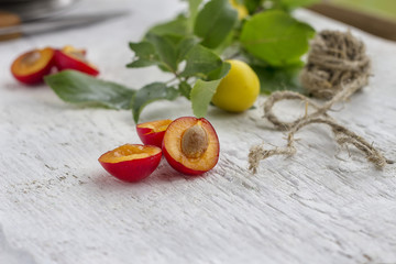 red and yellow plums