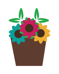 flat design Basket with flowers vector illustration