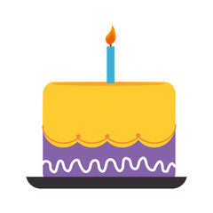 happy birthday cake isolated icon flat design