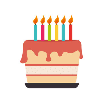 happy birthday cake isolated icon flat design