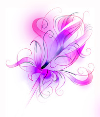 Obraz na płótnie Canvas Abstract purple flower over white background - artistic sketch illustration