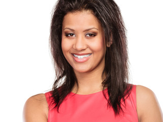 Portrait of happy mixed race african woman girl.