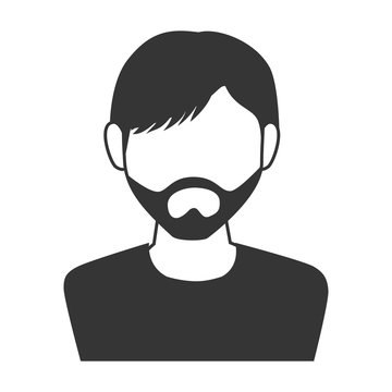 man guy boy  beard lock person face head human icon vector graphic isolated and flat illustration